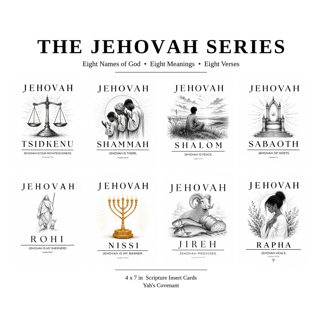 The Jehovah Series scripture insert cards including Yahuah Rapha
