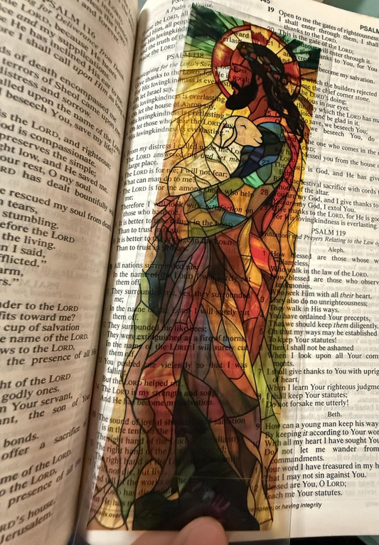Stained Glass Transparent Bookmark - Christian Scripture Bookmarks