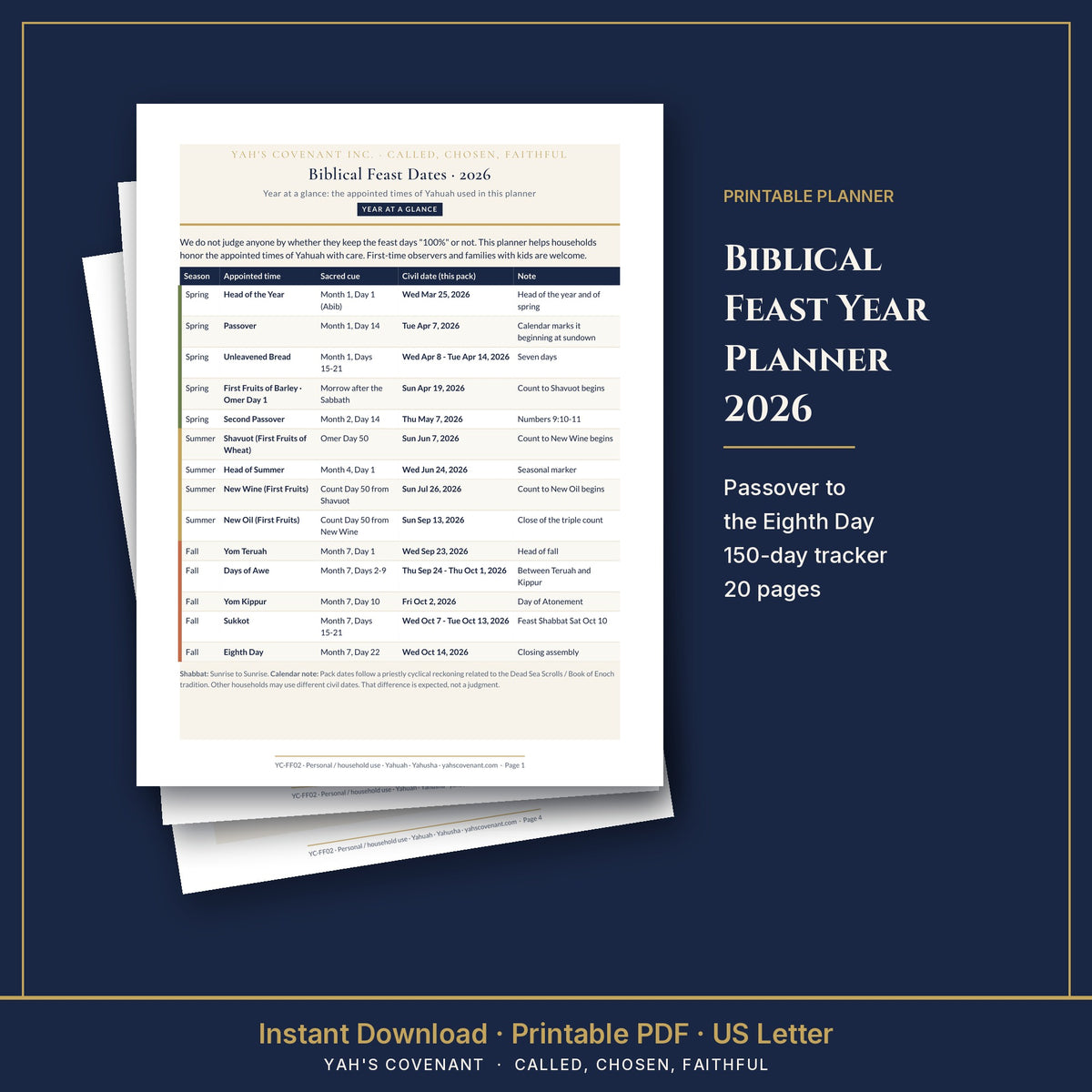 Biblical Feast Year Planner 2026 cover mockup