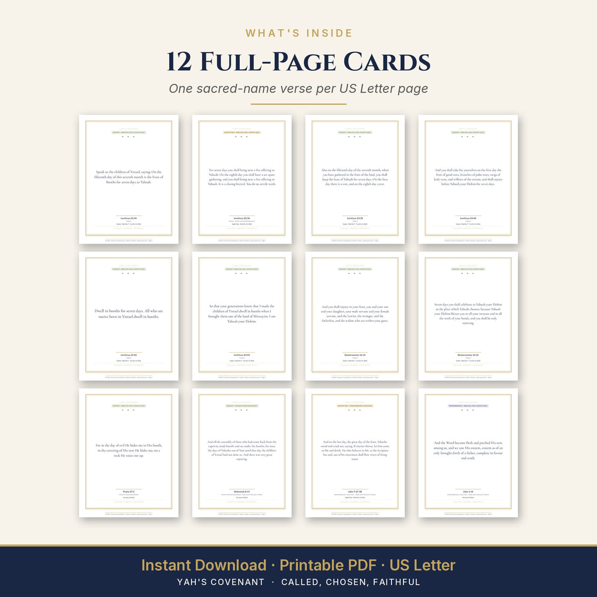 Sukkot & Eighth Day Scripture Cards 2026 all 12 cards