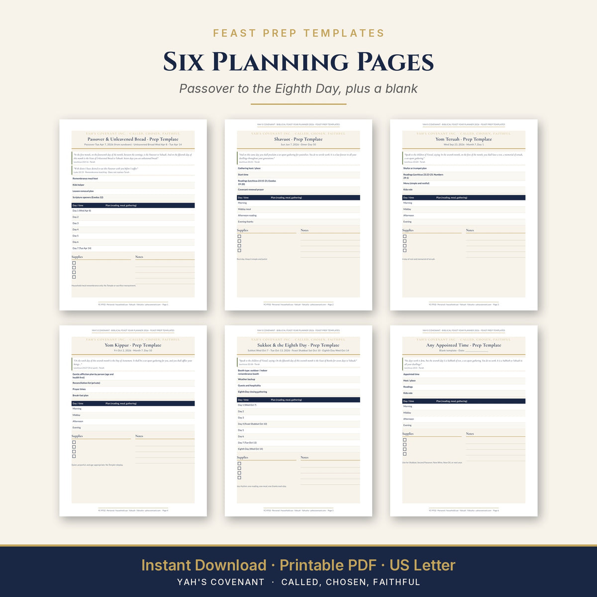 Biblical Feast Year Planner 2026 feast prep templates