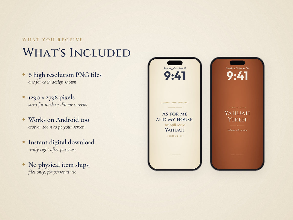 What's included in the Yah's Covenant iPhone wallpaper pack