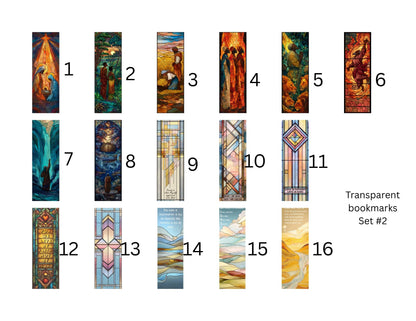 Stained Glass Transparent Bookmark Set 2 - Christian Scripture Bookmarks