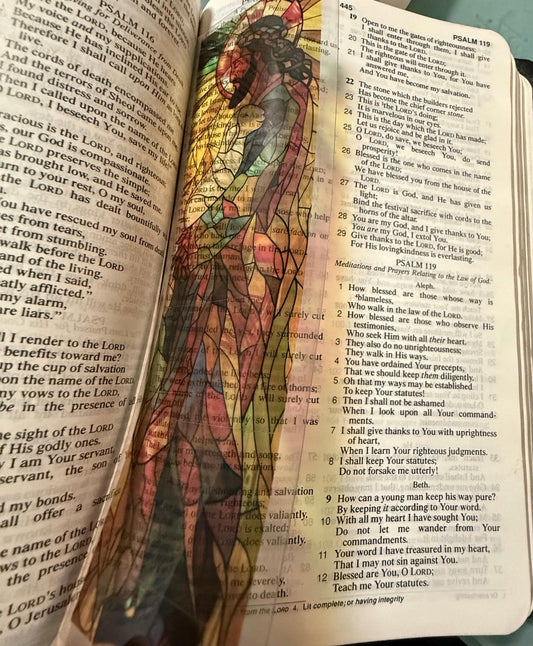 Stained Glass Transparent Bookmark - Christian Scripture Bookmarks