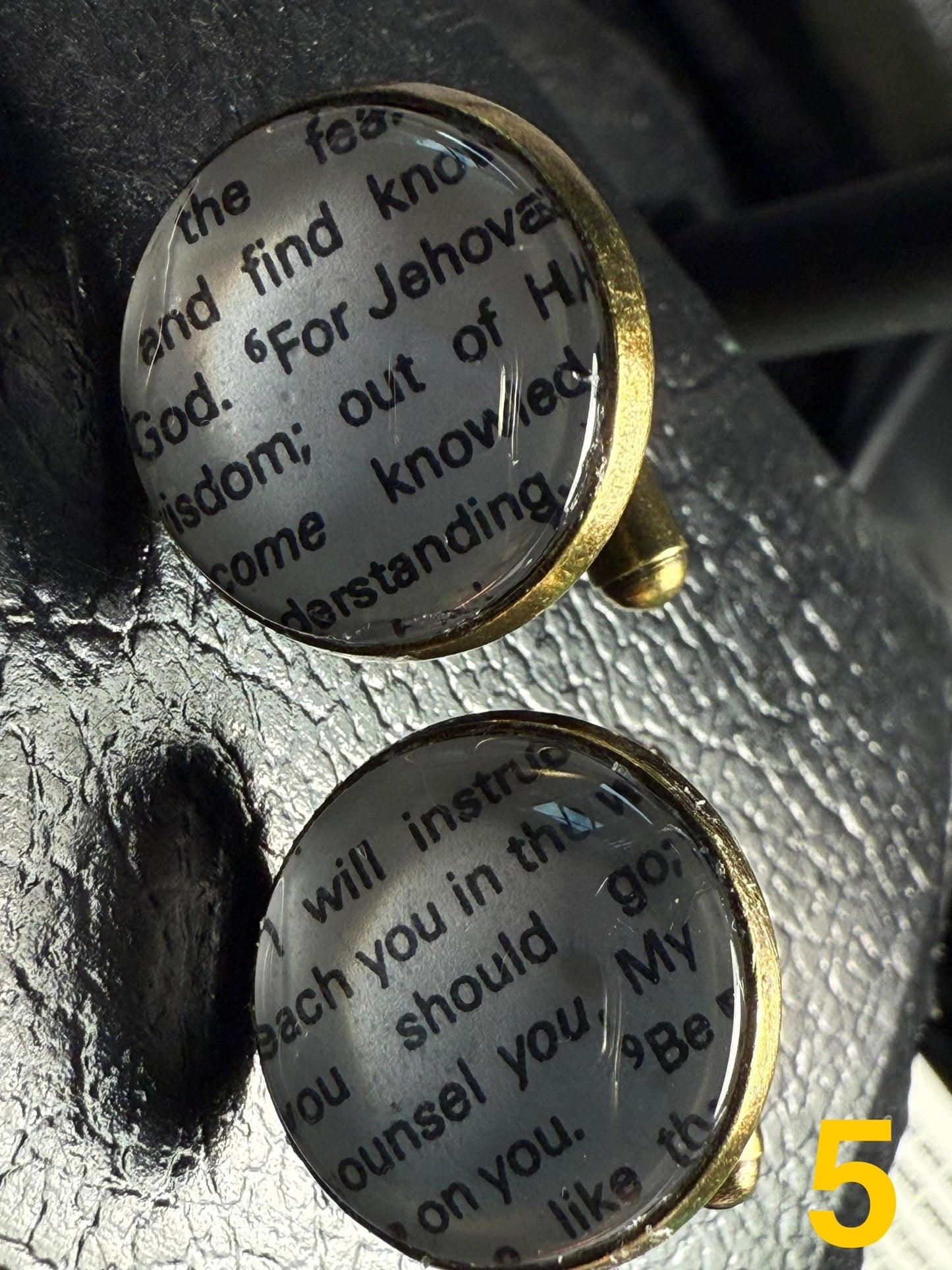 Vintage Scripture Cufflinks: Handmade Brass & Glass