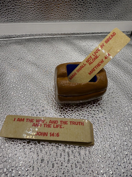 Clay Bread Scripture Card Holder – Includes 100 Bible Verses