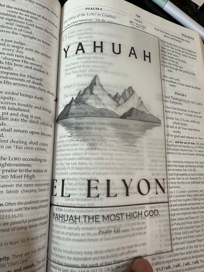 Names of Yahuah Vellum Bible Inserts, Hebrew Roots Scripture Journaling Art, Messianic Faith Gift, Israelite
