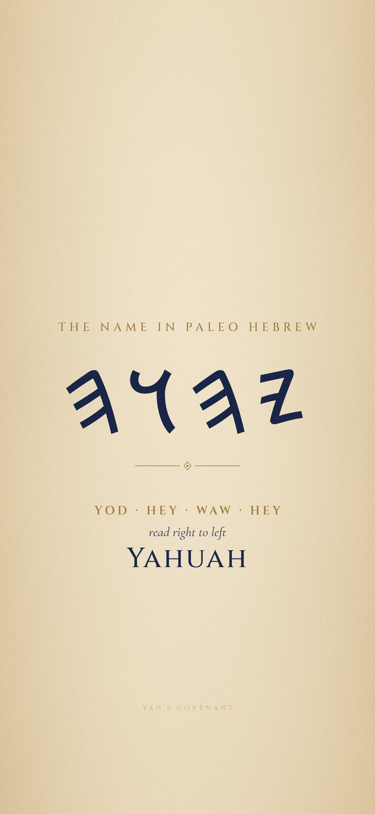 Yah's Covenant iPhone wallpaper 6: The Name in Paleo Hebrew: Yod, Hey, Waw, Hey