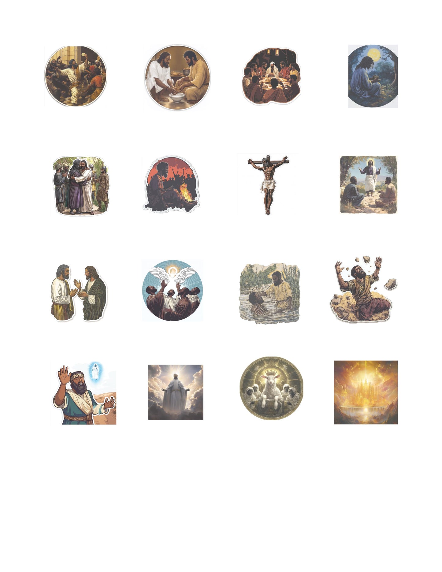 Mini Bible Sticker Collection Set - Small Clear Scripture Stickers - NT, OT & Women Biblical Stories