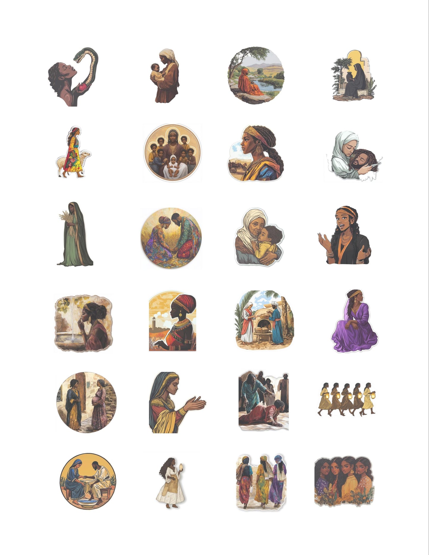Mini Bible Sticker Collection Set - Small Clear Scripture Stickers - NT, OT & Women Biblical Stories