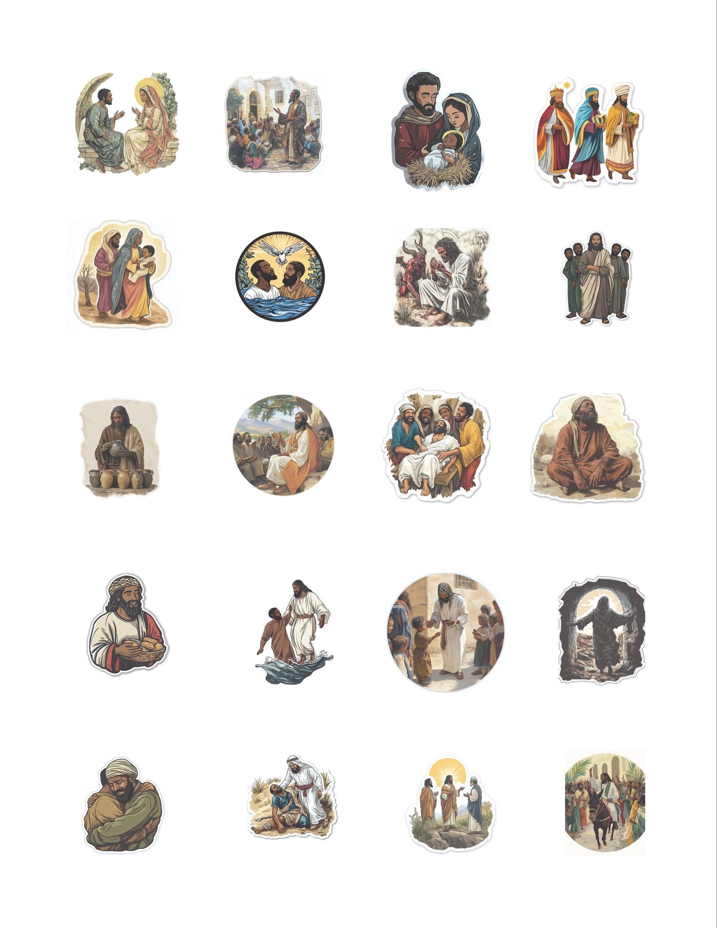 Mini Bible Sticker Collection Set - Small Clear Scripture Stickers - NT, OT & Women Biblical Stories