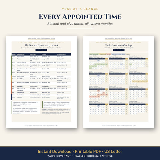 Feast Year Planner 2027 to 2028 year at a glance