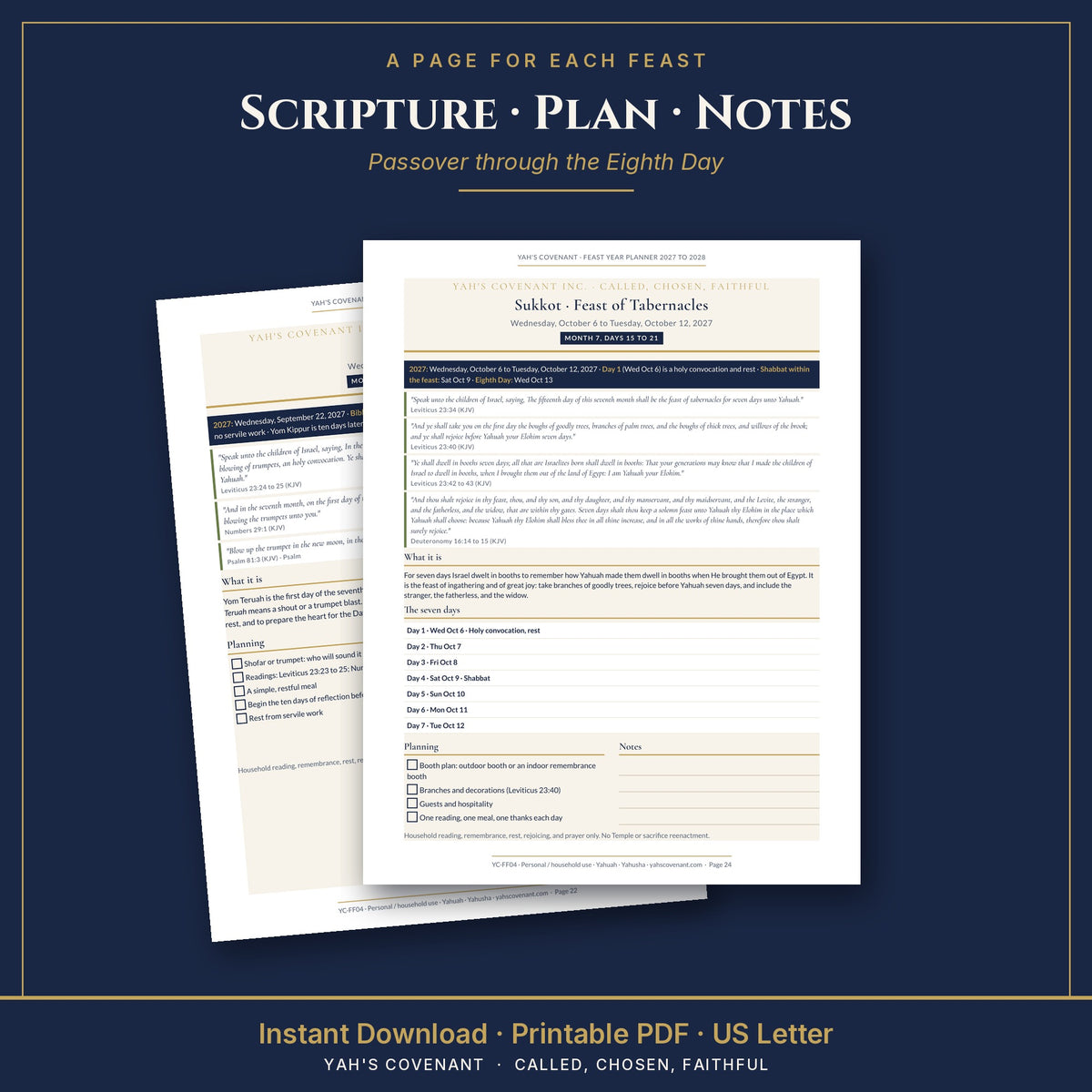 Feast Year Planner 2027 to 2028 Sukkot feast page