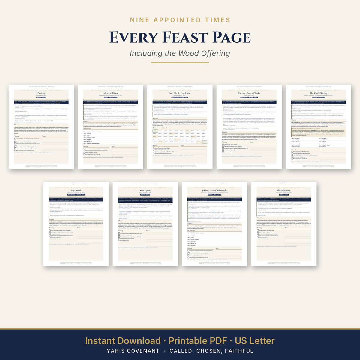 Feast Year Planner 2027 to 2028 all nine feast pages