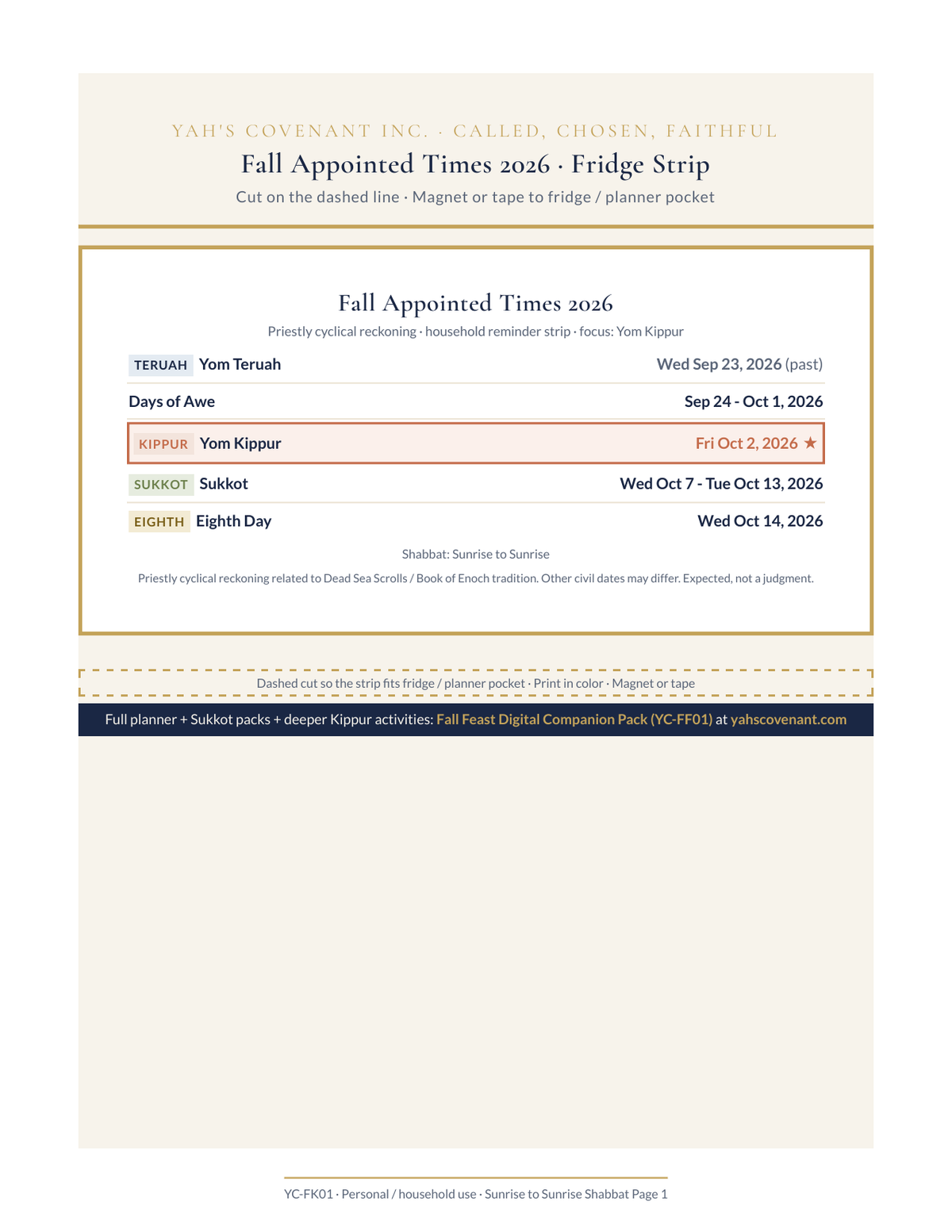 Yom Kippur printable household pack by Yah's Covenant, photo 5