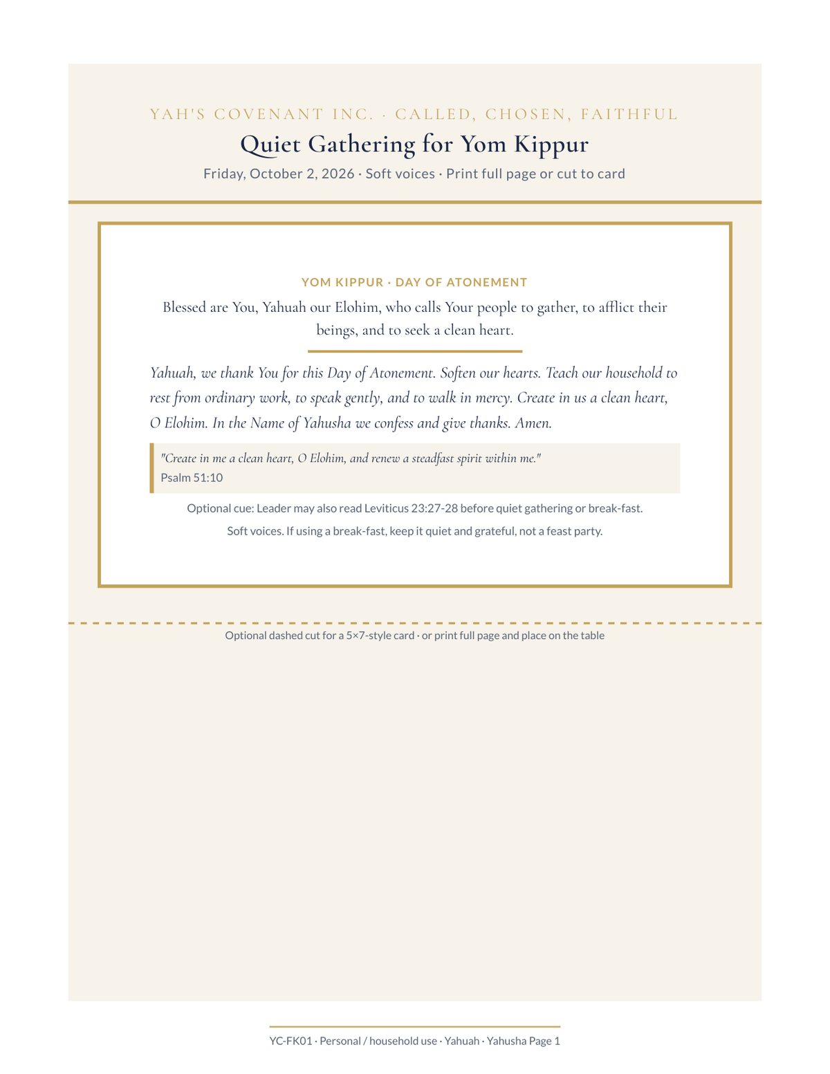 Yom Kippur printable household pack by Yah's Covenant, photo 2
