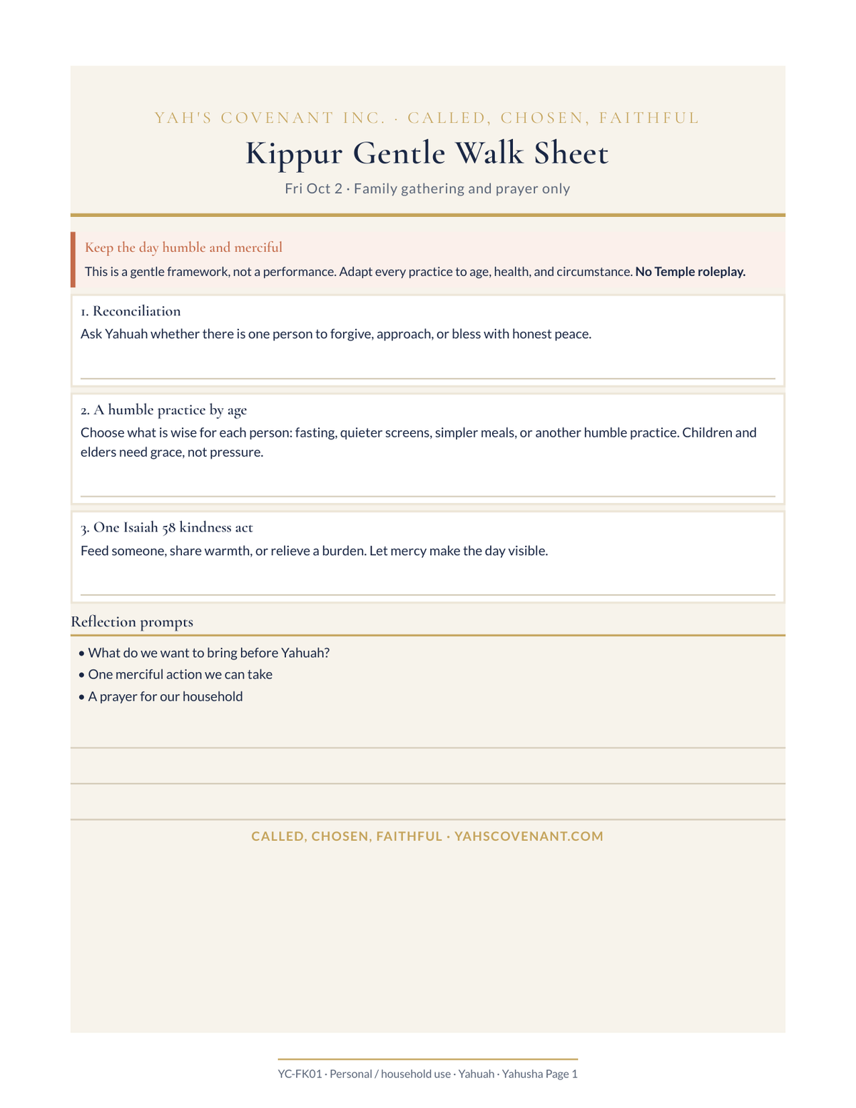 Yom Kippur printable household pack by Yah's Covenant, photo 3