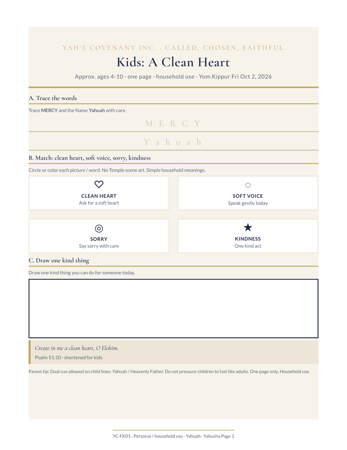 Yom Kippur printable household pack by Yah's Covenant, photo 4