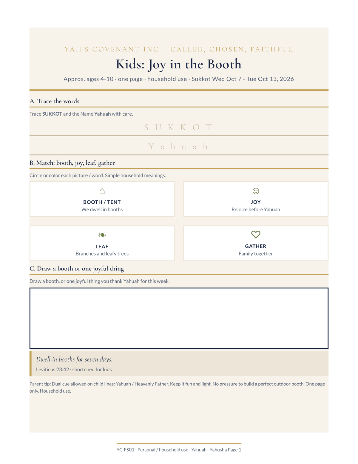 Sukkot printable household pack by Yah's Covenant, photo 4